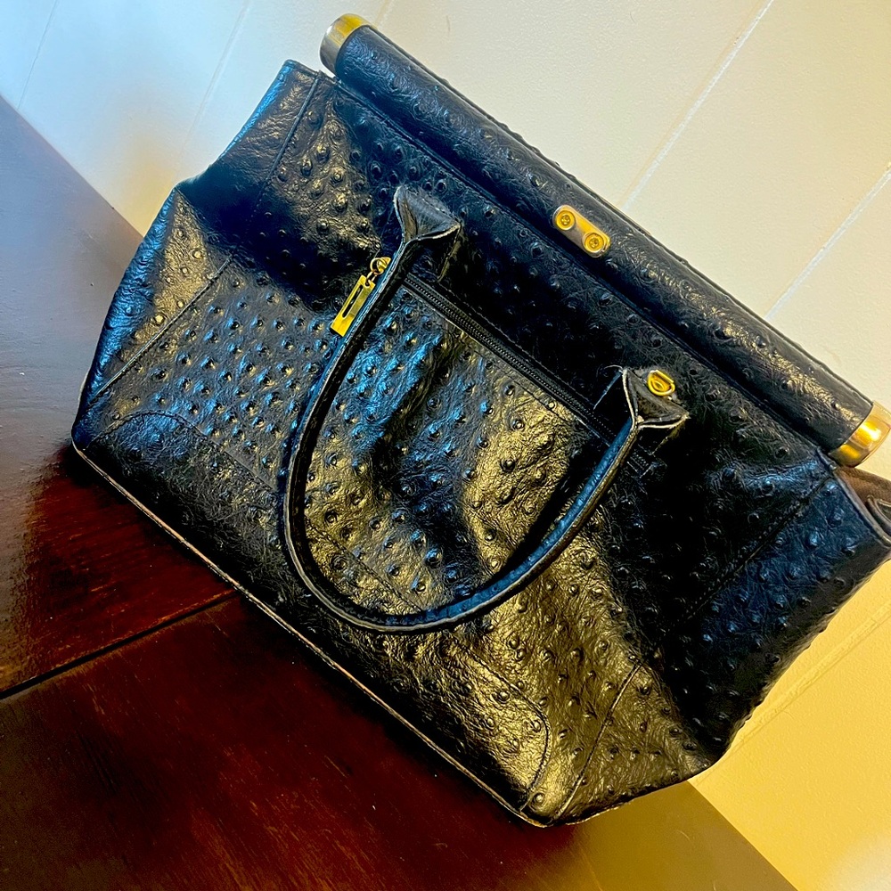 Ostrich leather handbag from Italy